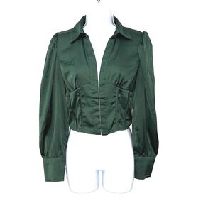 Womens Green Corset Top Medium Holiday Renessaince‎ Goth Coquette Y2K Cropped